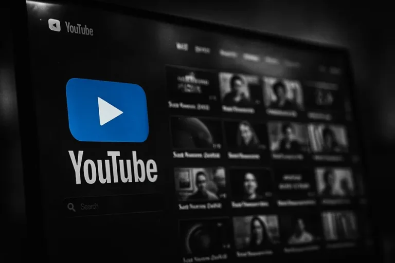 A computer monitor displaying YouTube's homepage.